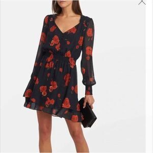 Intermix Kayla navy floral dress 100% Silk size 2